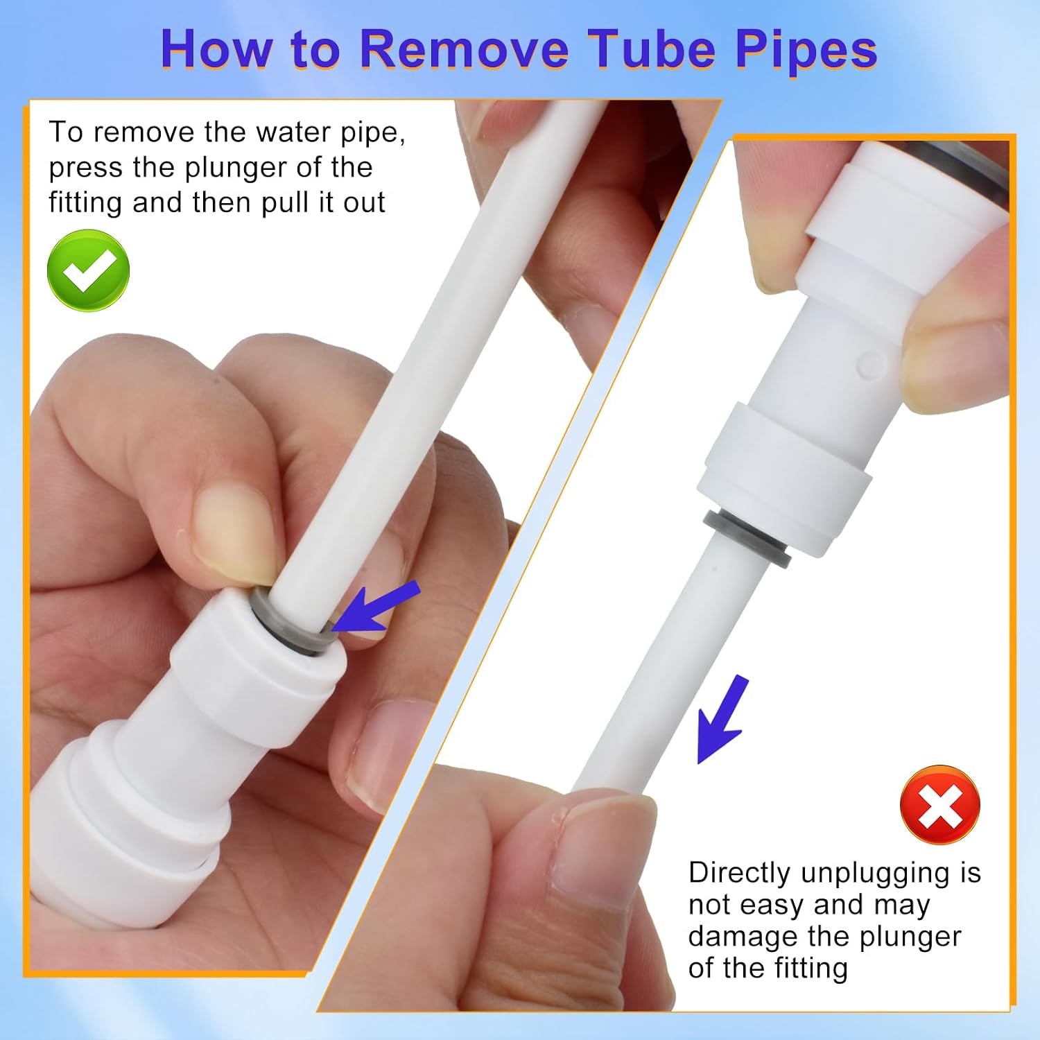 Quick Connect Fittings Set With 1/4" to 3/8" Tube OD Push Fit + Ball Valve + T/I/L/Y Fitting + 32.8 ft Tubing + Tube Cutter for RO Water Systems Purifiers Filters