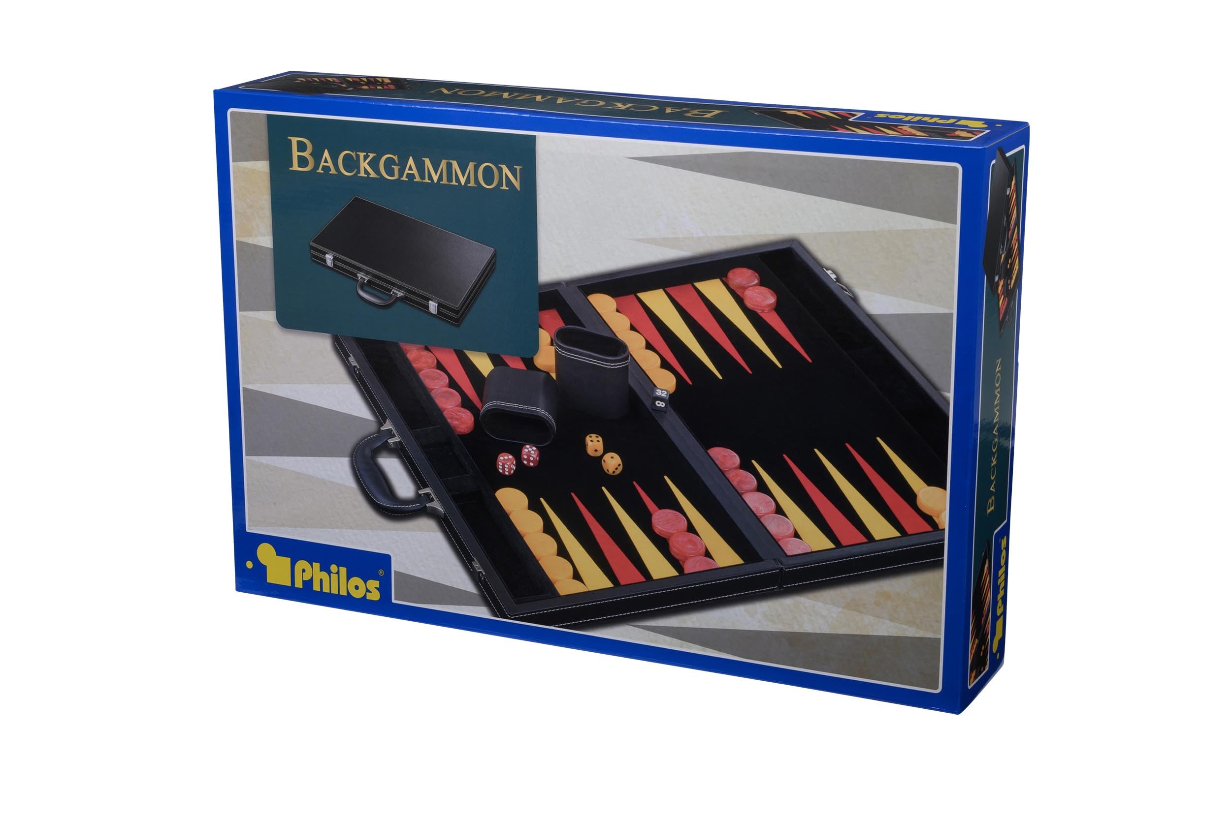 Philos 18-inch Leatherette Backgammon Set, Donousa