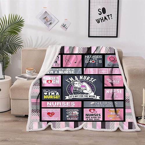 Miniatura 2 de Manta sherpa de microfibra ultrasuave para enfermera, regalos para mujeres y enfermeras, manta cálida y acogedora para cama y sofá (enfermera-1, (59