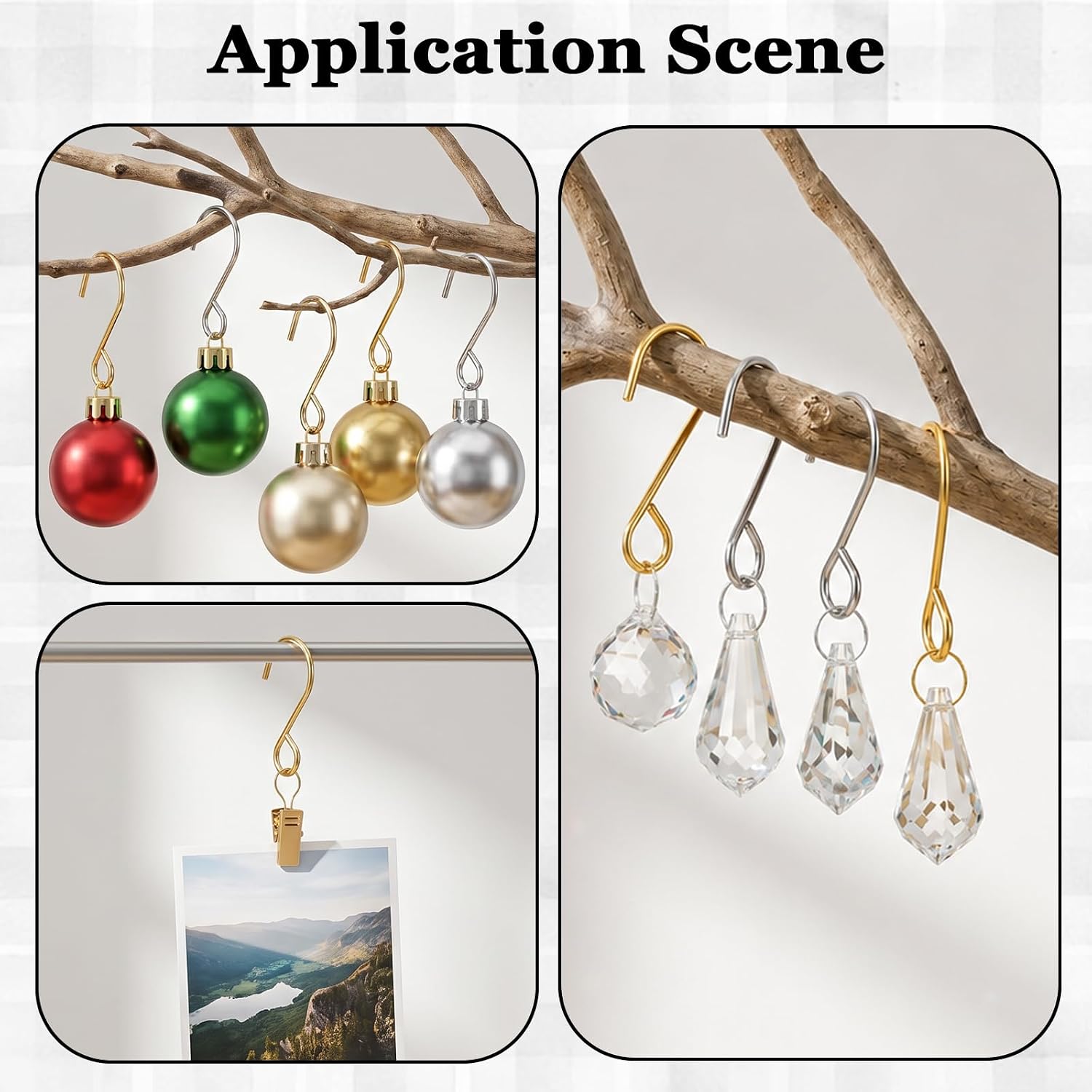 400Pcs Chandelier Crystal Prism Hooks, Replacement S-Shaped Crystal Beads Hook Suncatcher Hooks Stainless Steel Small S Shape Hook for Christmas Home Decortion Sun Catchers Hanging