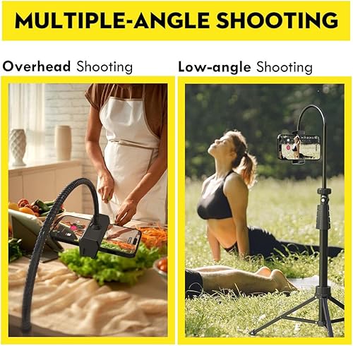 Miniatura 3 de Aureday Trípode flexible para teléfono de 88 pulgadas con cuello de cisne de 14.95 pulgadas, control remoto y soporte para teléfono, soporte