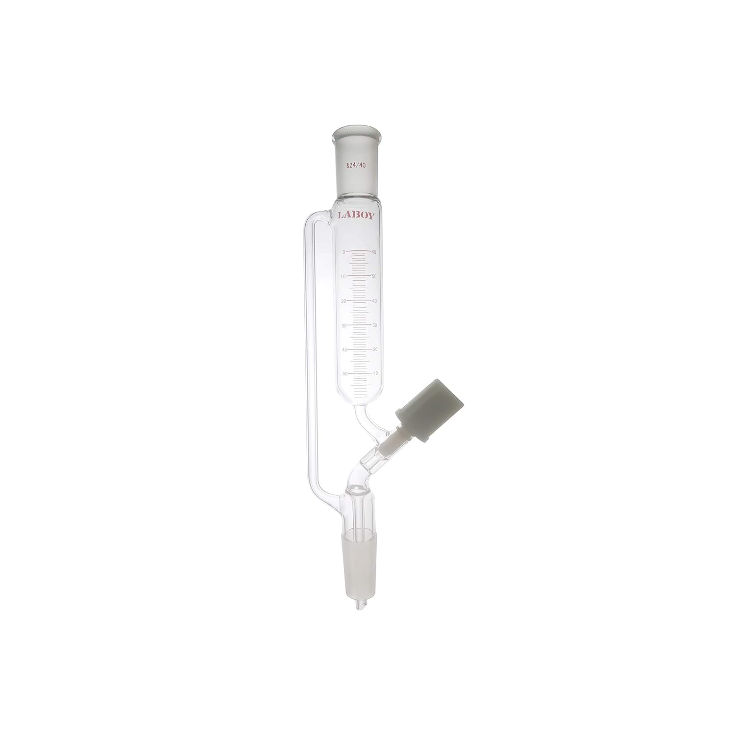 Laboy Glass 60mL Addition Graduated Pressure Equalizing Dropping Funnel/Lines with 24/40 Joints & High Vacuum Valve Chemistry Lab Glassware
