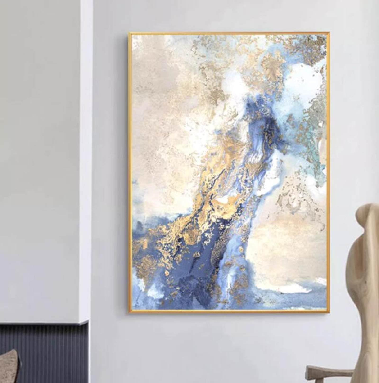 Peinture à l'huile feuille d'or de luxe léger tableau fait main