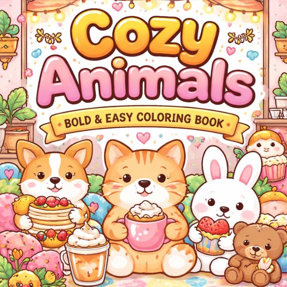 Cozy Animals: Bold & Easy Coloring Book: Cute and heartwarming animal illustrations with thick lines for relaxation and easy coloring for kids
