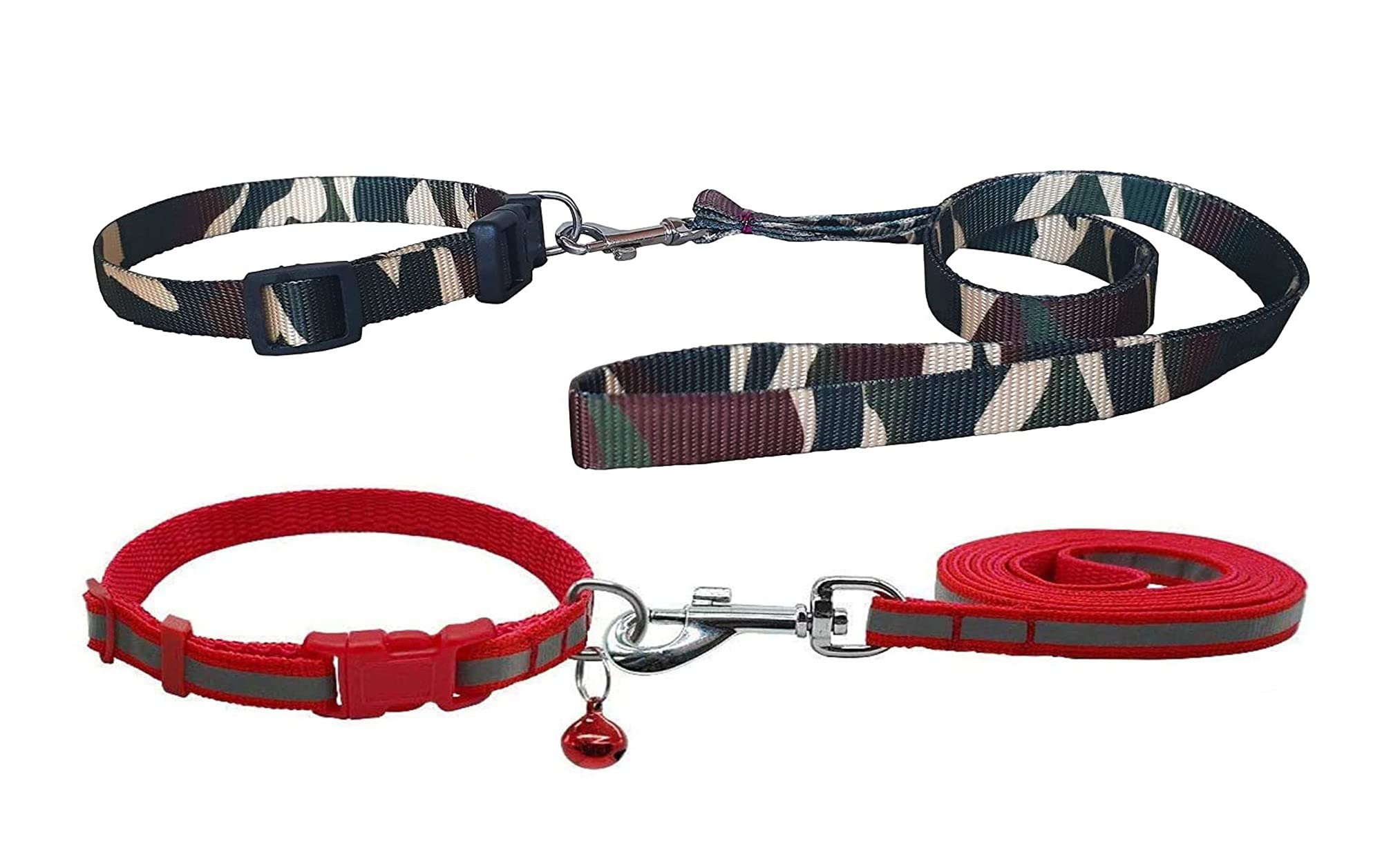 W9 Pet Products Pack of 2 Puppy Collar and Leash Set-Reflected Tape Nylon Leash with Camo Print Leash for Small Puppy-1.5 CM x 120 CM (RED-Green) (B0BY6GK1KW) Amazon Price History, Amazon Price Tracker