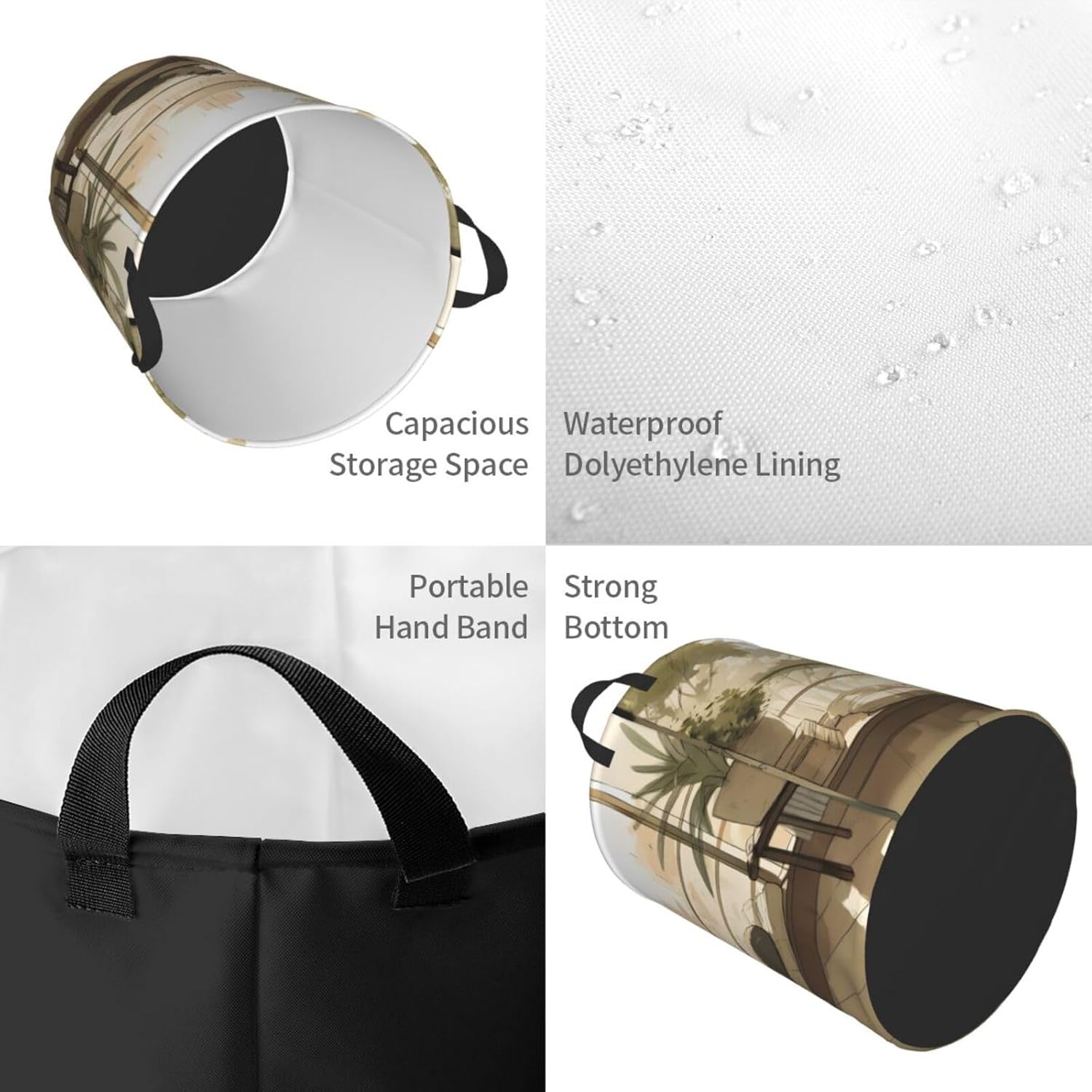 Waterproof Laundry Hamper Cat Window View Collapsible Laundry Basket Large Storage Basket Toy Storage Bins