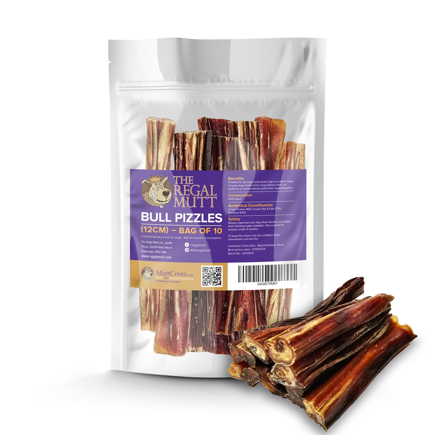 The Regal Mutt - Bull Pizzles - 12cm Long - Bag of 10, 23 g (Pack of 10)