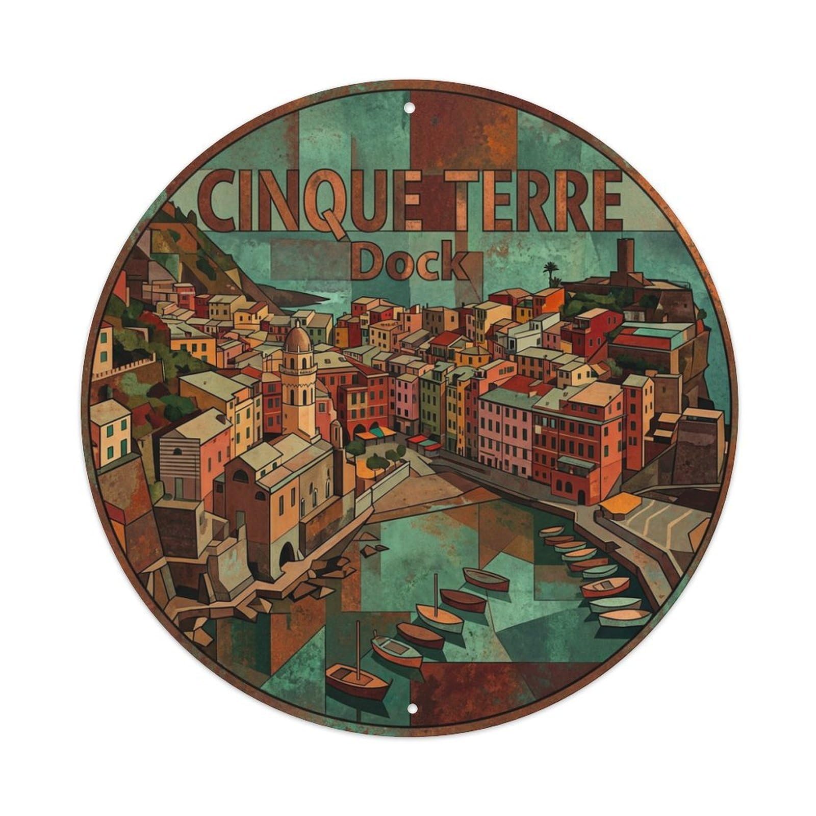 Vintage Travel Cinque Terre Italy Inspiration Metal Tin Sign