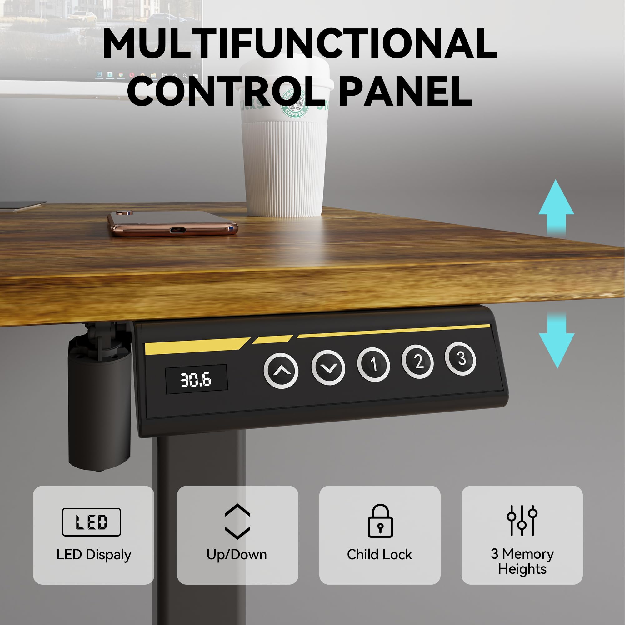 Electric Standing Desk 48x24 Inches Adjustable Height Stand up Desk Sit Stand Home Office Desk with Splice Board — view 7