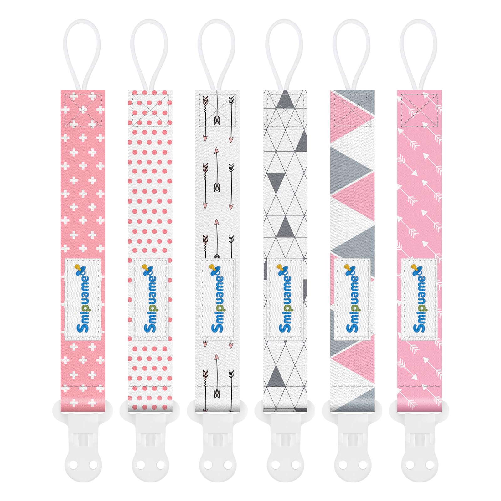 Smlpuame Dummy Clips Girl,6 Pack BPA Free Soother Chain,Pacifier Holder Clips for Teether Toy,Baby Dummy Strap Clip Universal Design Fit All Pacifiers Baby Teething Toys,Newborn Baby Shower(Fruit) — view 11