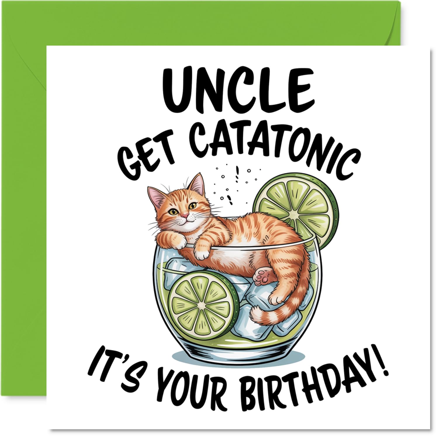 Uncle Birthday Card - Catatonic - Happy Birthday Card for Uncle from Nephew Niece, 145mm Cute Animal Design Bday Greeting Cards