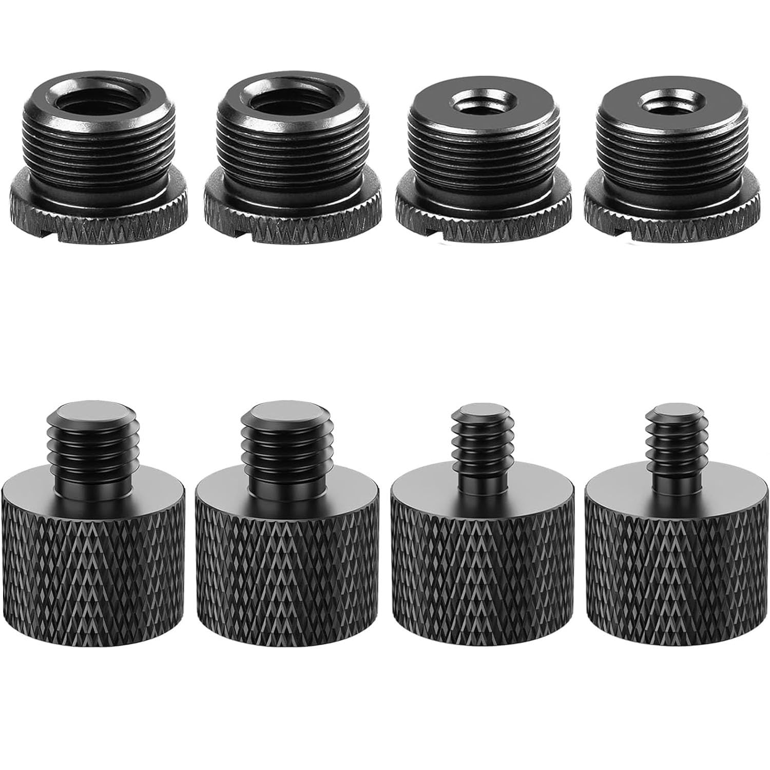 8セットマイクホルダー マイクスタンドアダプター カメラネジ変換アダプター 変換 1/4"オス-5/8"メスと3/8"オス-5/8"メス アルミニウム合金 マイクアームスタンド、カメラ三脚に最適