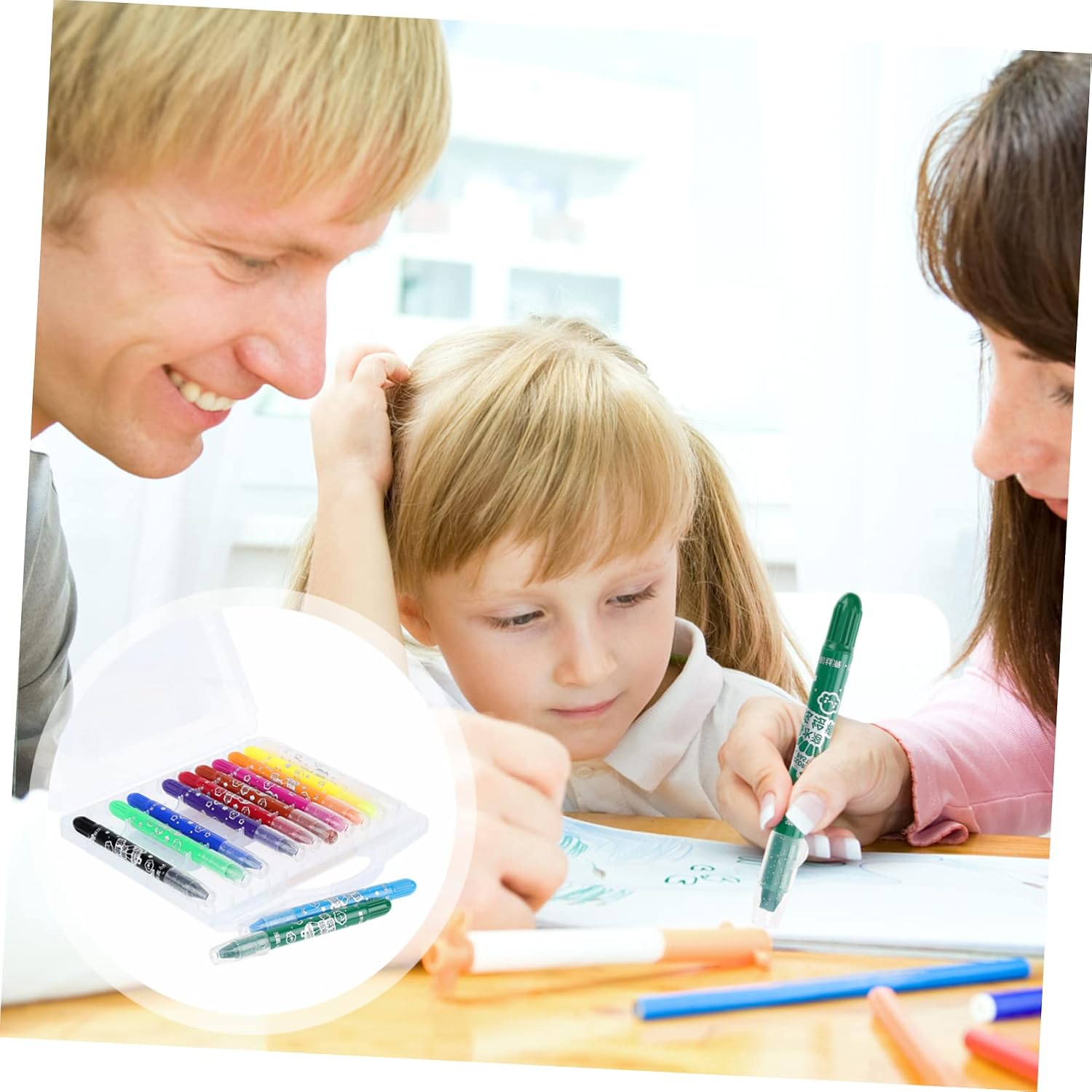 BESPORTBLE Water Soluble Oil Pastels Set for Kids 12pcs Coloring Crayons for Drawing and Painting Non-Toxic Art Supplies for Toddlers for Home and School Use