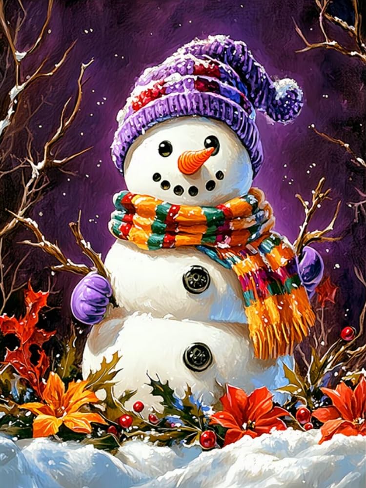 COKYIS Stamped Cross Stitch Kits 11CT Counted Printed Cross Stitch Kit Snowman Preprinted Pattern Embroidery Starter Kit for Beginner and Adults 40x50cm