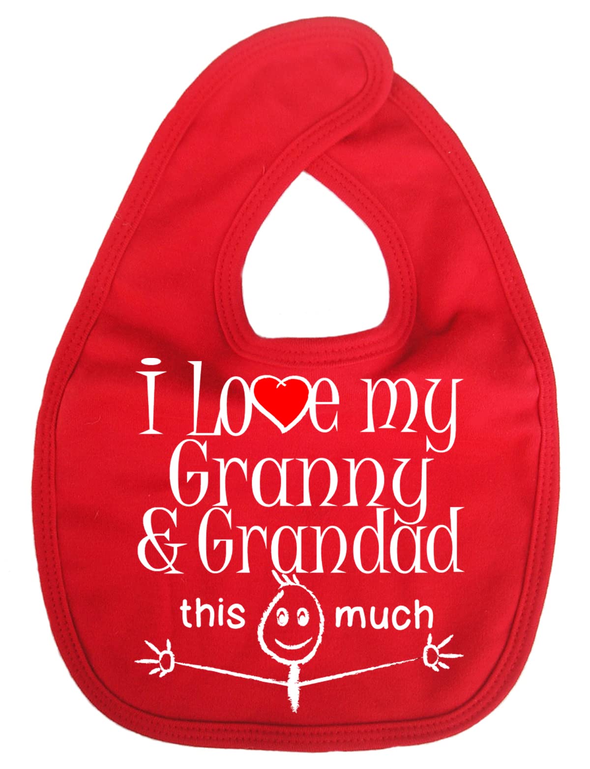 Image is Everything IiE, I Love My Granny & Grandad This Much, Grandson Granddaughter Baby Unisex Soft Cotton Feeding Bib, Red