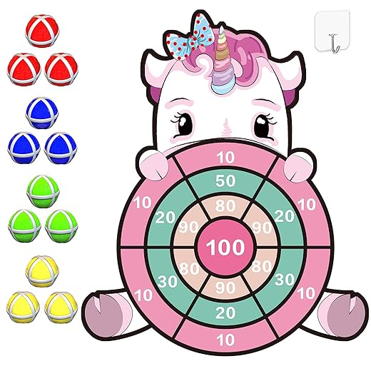 Unicorn Toys for 3-12 Year Old Girls,25”Large Dart Board Kids Toys for 6-12 Year Old Girls Teens Party Outdoor Games,Christmas Birthday Gifts for Girls Age 3-12,Stocking Stuffer for Kids,Girls Gifts