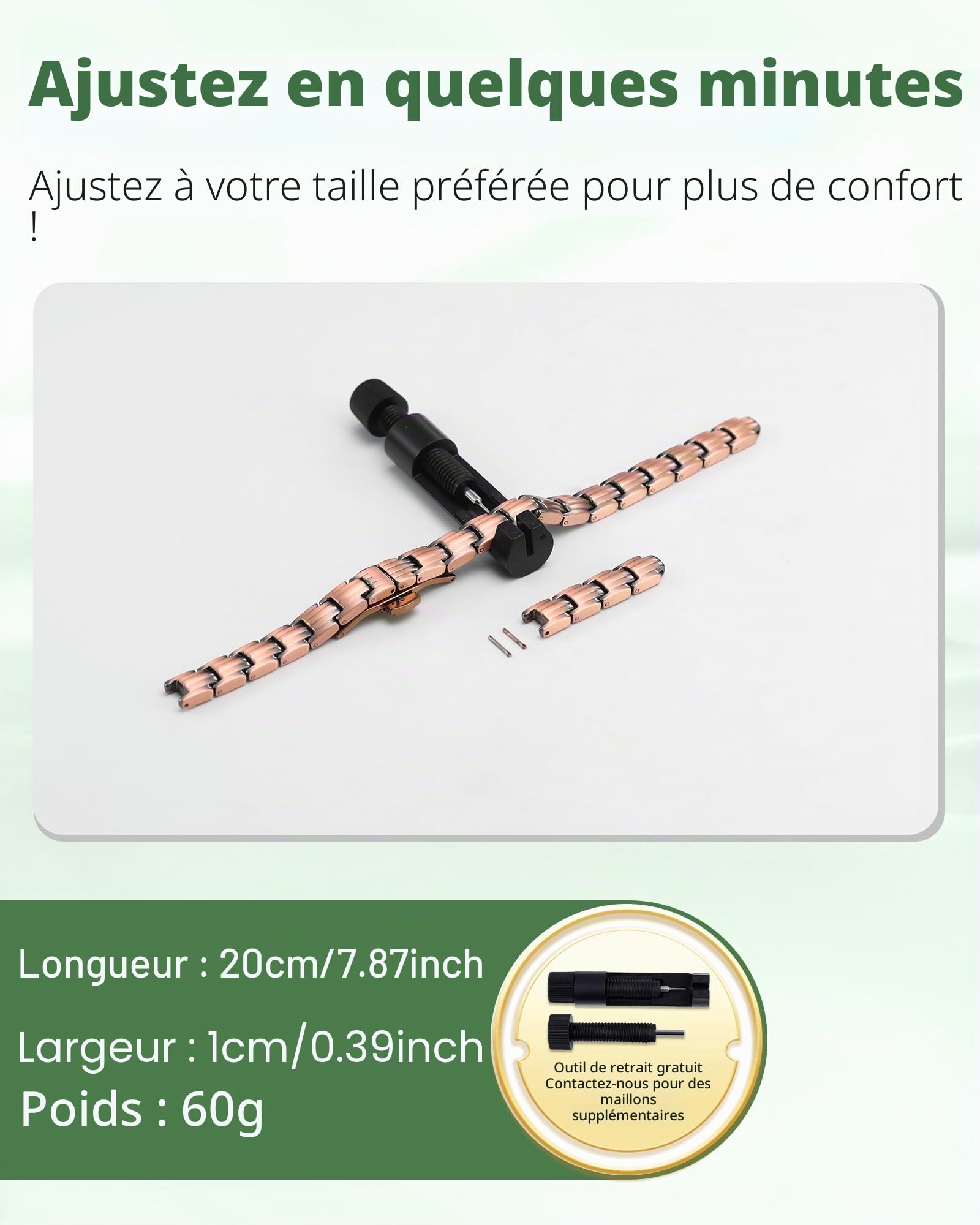 Jeracol Bracelet en cuivre 99 % pour femmes avec aimants puissants de 5000 gauss – Bracelet magnétique à fermoir papillon amélioré pour femmes pour le bien-être et le style, outil réglable et coffret