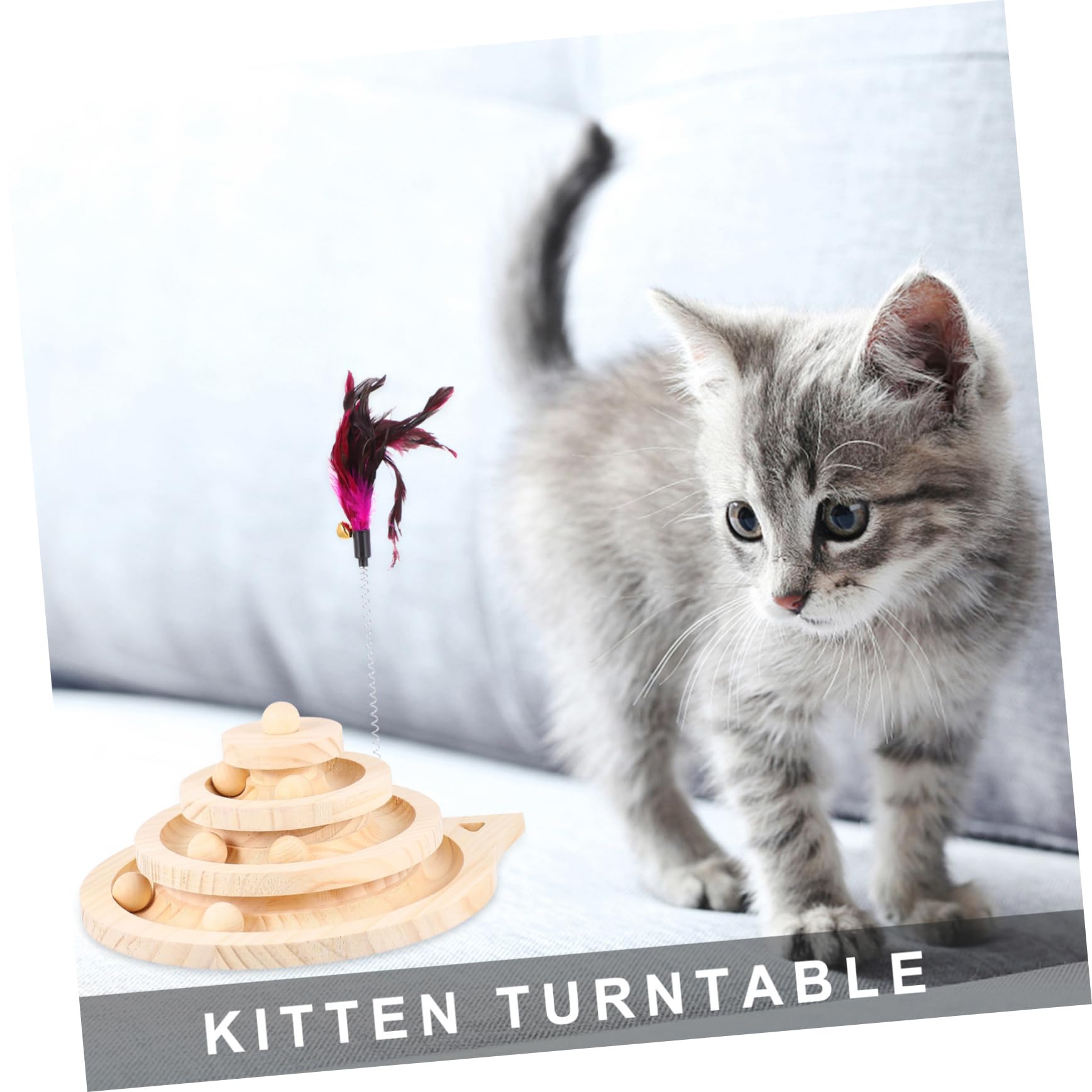 Katzenspielzeug Batteriebetrieben 3-stöckiger Katzen Drehteller mit Kugel Rutschfester Boden zum Spielen und Kratzen