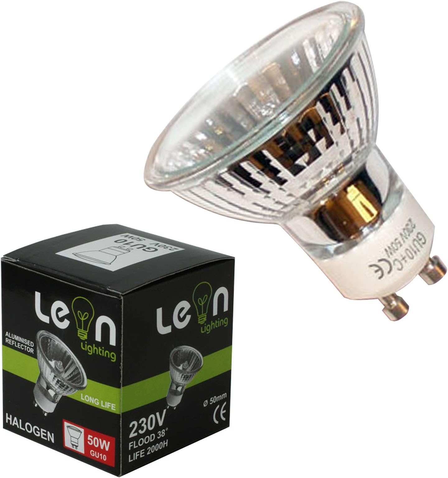 Leonlighting 10 x GU10 50w Halogen Bulbs 230-240v Lightbulbs