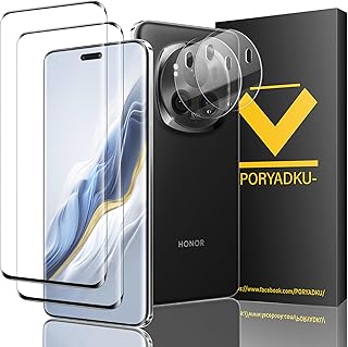 HOMEMO 2+2 Pack For Honor Magic 6 Pro Screen Protector 2 Pack+ Camera Lens Protector 2 Pack, Bubble Free, 9H Hardness, HD Anti-Scratch, Tempered Glass Protective Film For Honor Magic 6 Pro 5G