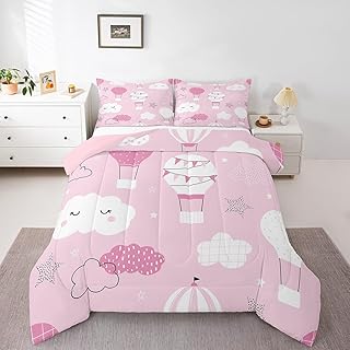 Hot Air Balloon Kids Comforter Set Full Size,Stars Cloud Cartoon Hand Pa...
