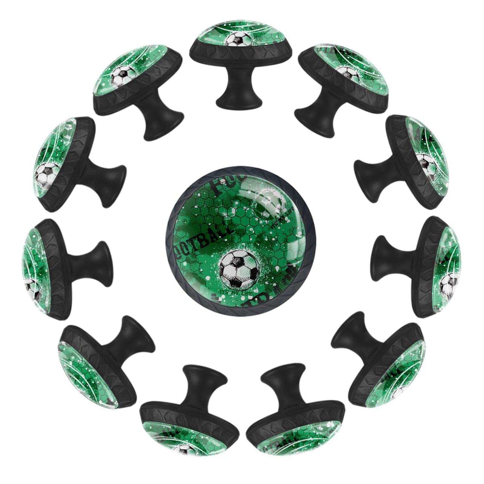Boutons de tiroir football vert 35mm lot de 12 poignées pour meuble de crèche et commode