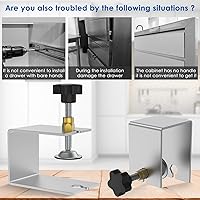 Vista 5 de 2 abrazaderas de instalación frontales de cajón, clips de fijación de cajones de acero inoxidable, plantilla ajustable para carpintería, armarios