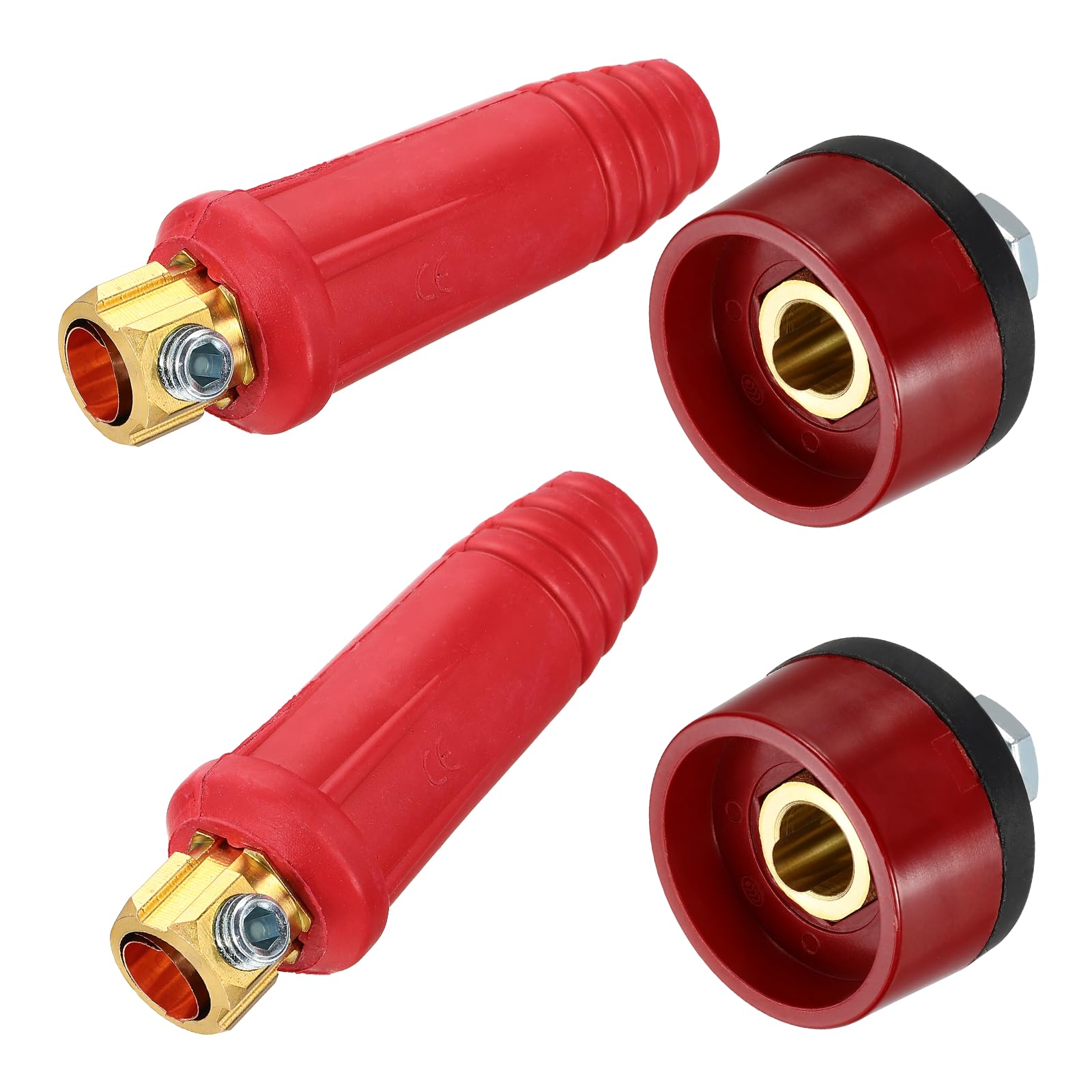 sourcing map 2 Set Welding Cables Panel Connector Plug and Socket Set DKJ50-70 Brass Quick Fitting for Power Supply Equipment, Red — image 1