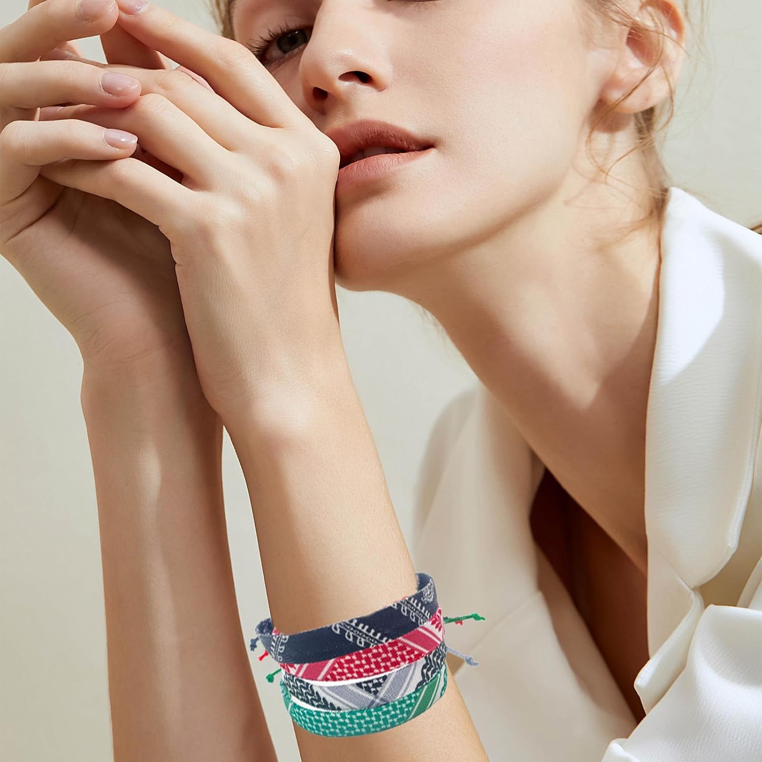 Long tiantian Keffiyeh Bracelet Palestine USA Bracelet Country Flag Bracelet Tibetan Wrist Wrap Bracelet Boho Rope Bracelet Boho Jewelry for Women Men Trendy Stuff