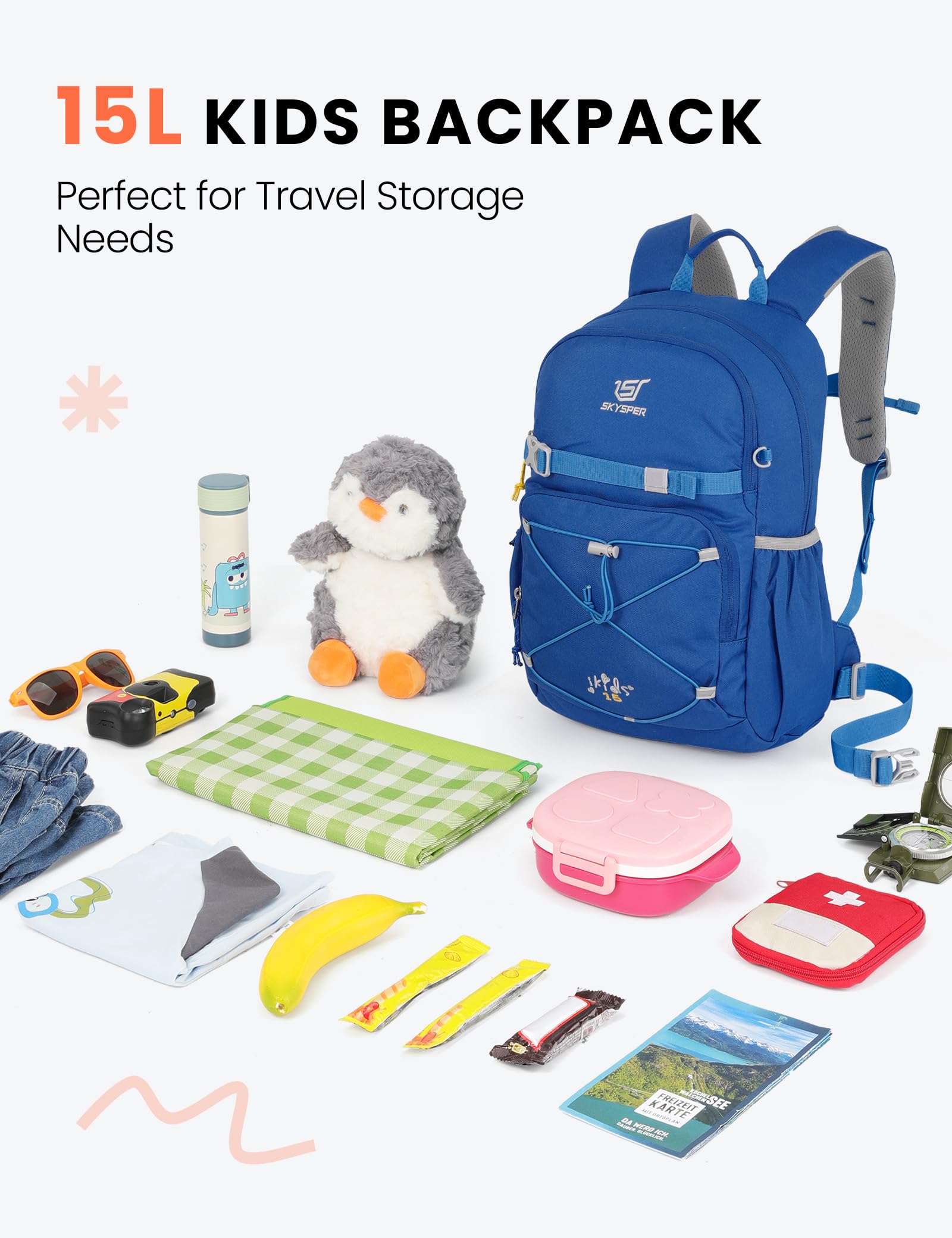 SKYSPER Kinderrucksack 15L Wanderrucksack für Jungen & Mädchen Outdoor