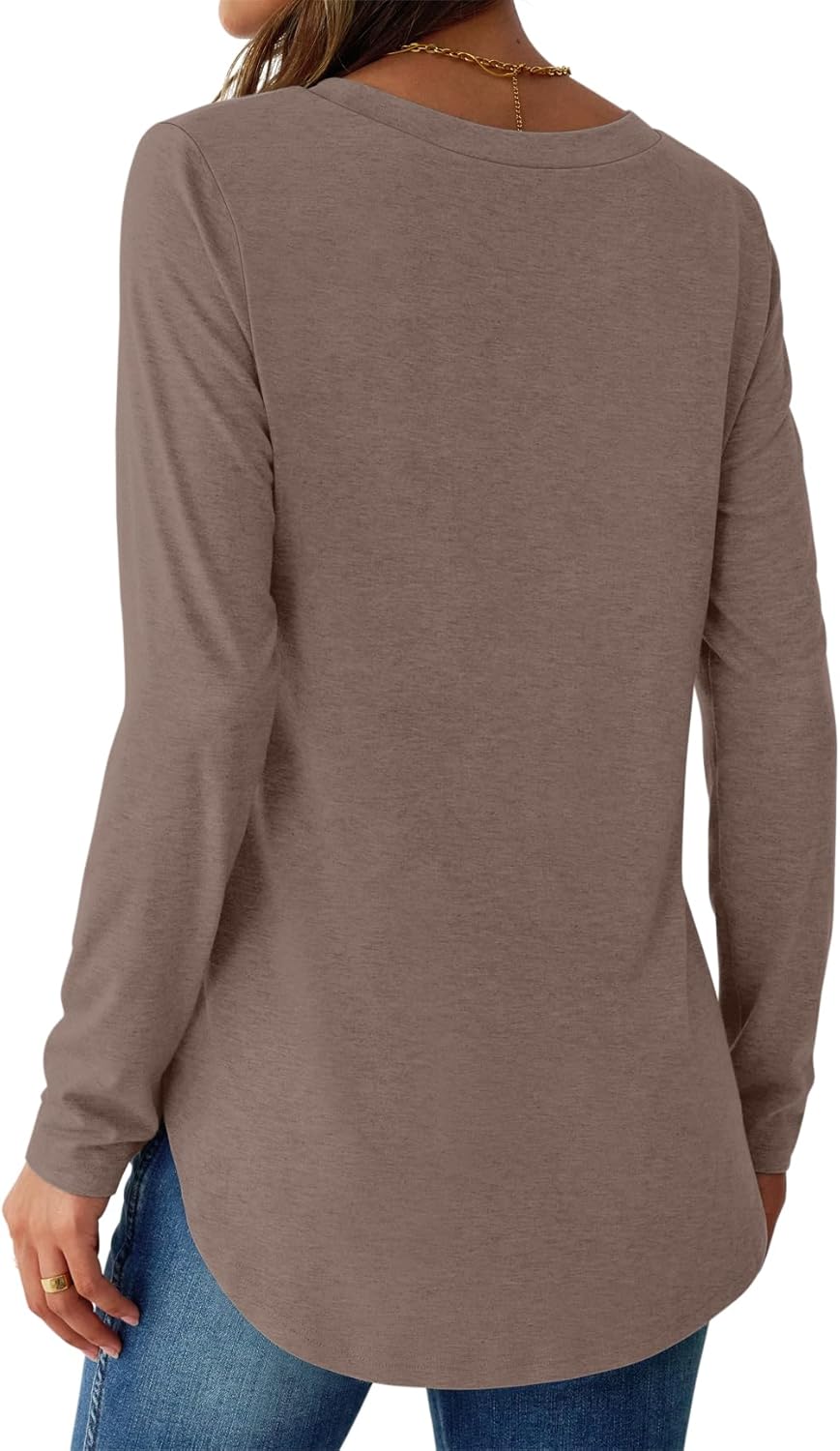 NORACORA Women Long Sleeve Shirts Loose Tunic Crew Neck Lightweight Side Split Casual 2026 Spring Trendy Basic Tshirts Blouse - Image 6