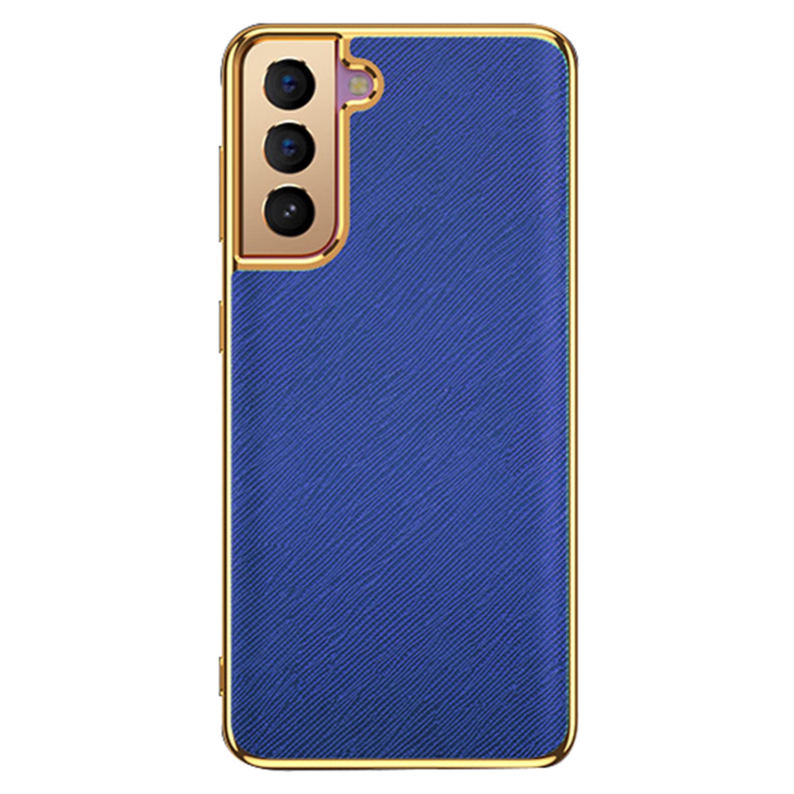 CIRONI Lederhülle für Samsung Galaxy S23/S23 Plus/S23 Ultra, fortschrittliche Cross-Textur-Hülle, Linsenschutz, luxuriöse Beschichtung, Goldrand, stoßfest für kabelloses Laden, Blau, S23 Ultra