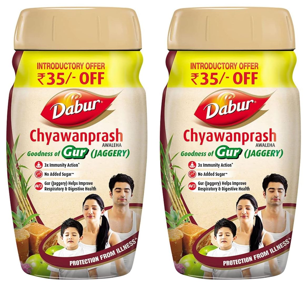 Dabur Chyawanprash Awaleha – 900g | With Goodness of Gur (Jaggery)| 3X Immunity Action | No added Sugar | Helps Improve Digestive & Respiratory Health | With Goodness of 40+ Ayurvedic Herbs
