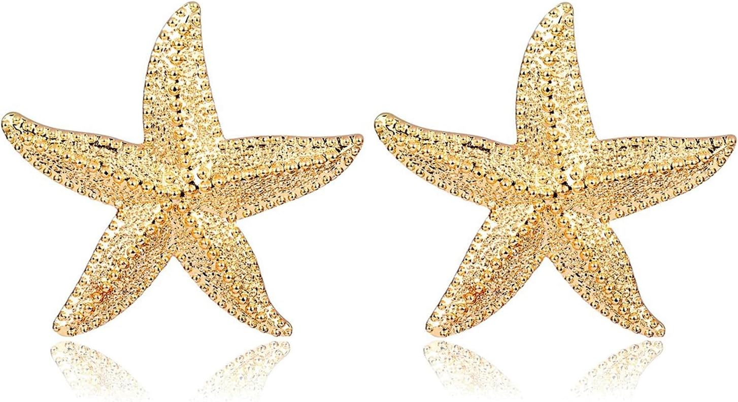 Gold Starfish Stud Earrings for Women โ Elegant Summer Jewelry for Vacation and Beach Party
