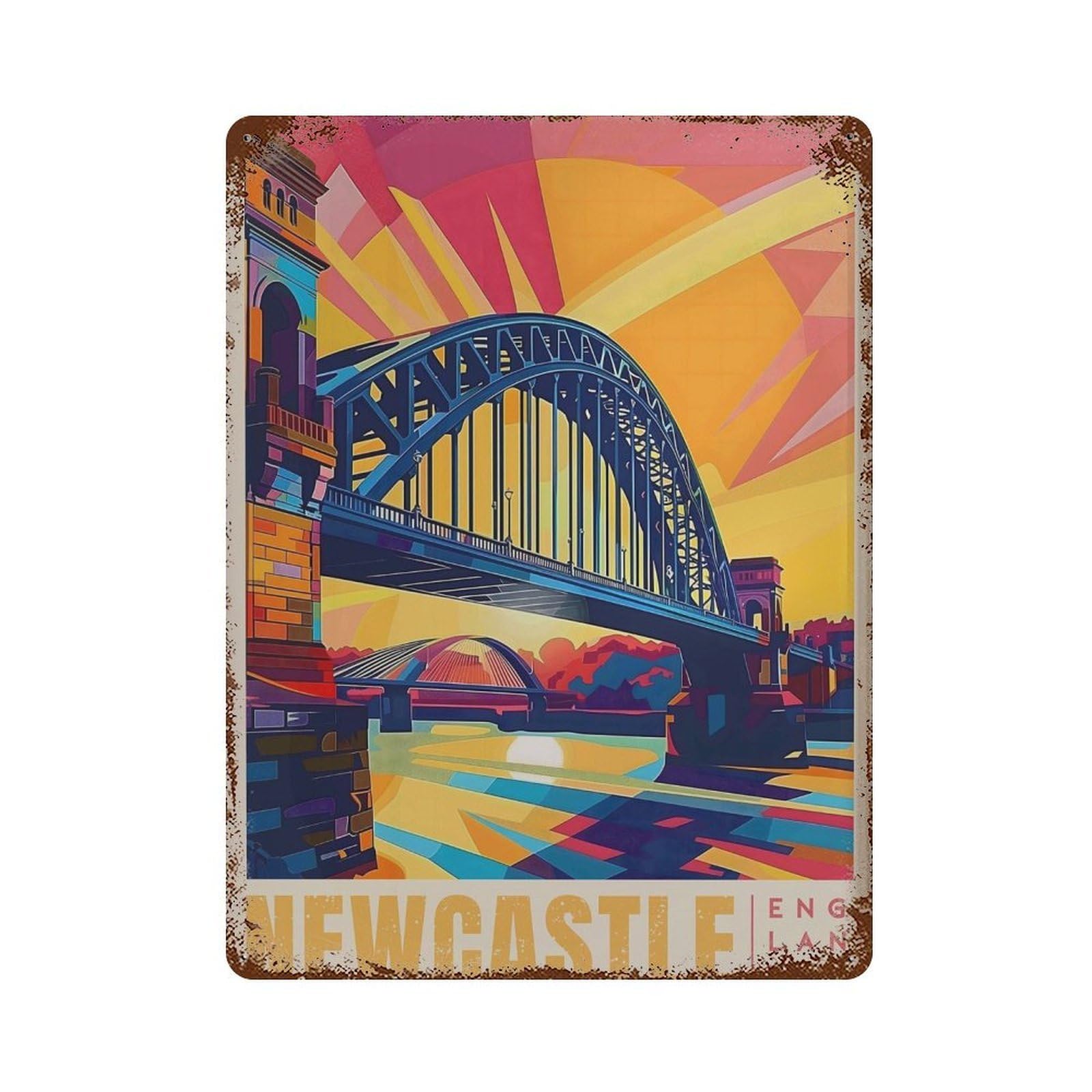 xiaoxiaoshen Newcastle Travel England Cityscape Wall Decor Art Metal Tin Poster Modern Home Decor Art Home Bar Shop Decorations Vintage Sign 40x30cm