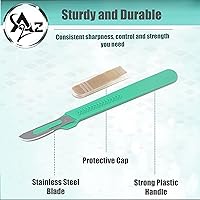 Vista 3 de Bisturí facial estéril desechable #20, herramienta de depilación y dermaplaning, cuchillas de acero al carbono de precisión con mango de plástico