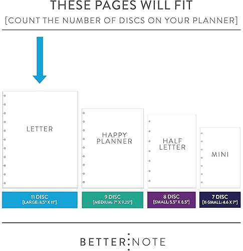 Miniatura 3 de BetterNote Simple Dots Refills for Disc Notebooks, Fits Levenger Circa, Staples Arc, TUL, Happy Planner, Dotted Pages (50 Pages, 11-Disc, 8.5"x11")