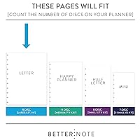 Vista 3 de BetterNote Skinny To Do List Refills for Discbound Notebooks, Half Sheet Checklist, Fits Levenger Circa, Staples Arc, TUL, The Happy Planner, Disc