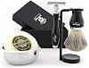 Haryali London 5 Pcs Wet Shave Kit – Complete Shaving Set with Double Edge Safety Razor, Shaving Soap, Shaving Brush, Bowl & Stand – Traditional Shaving Set for Men