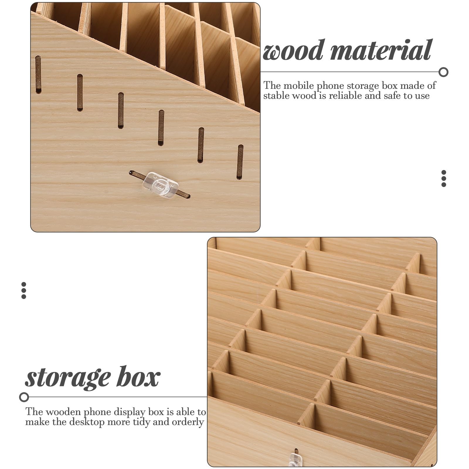 Organizador de Escritorio de Madera 24 Compartimentos Caja de Almacenamiento para Artículos Diversos y Cosméticos Diseño Natural y Resistente para Oficina y Hogar