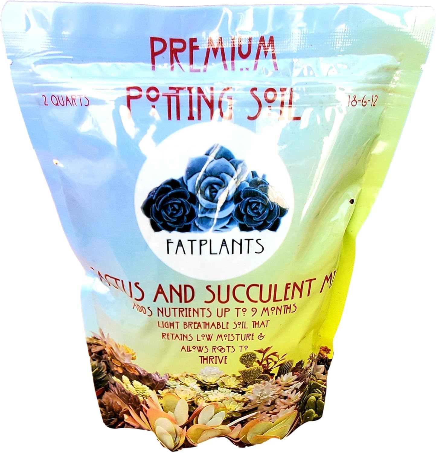 Fat Plants San Diego Premium Cacti and Succulent Potting Mix Soil - for Cactus Palm Tree Citrus Plant Grown in Gardening Containers - Indoors & Outdoors Use - with Natural Food/Fertilizer