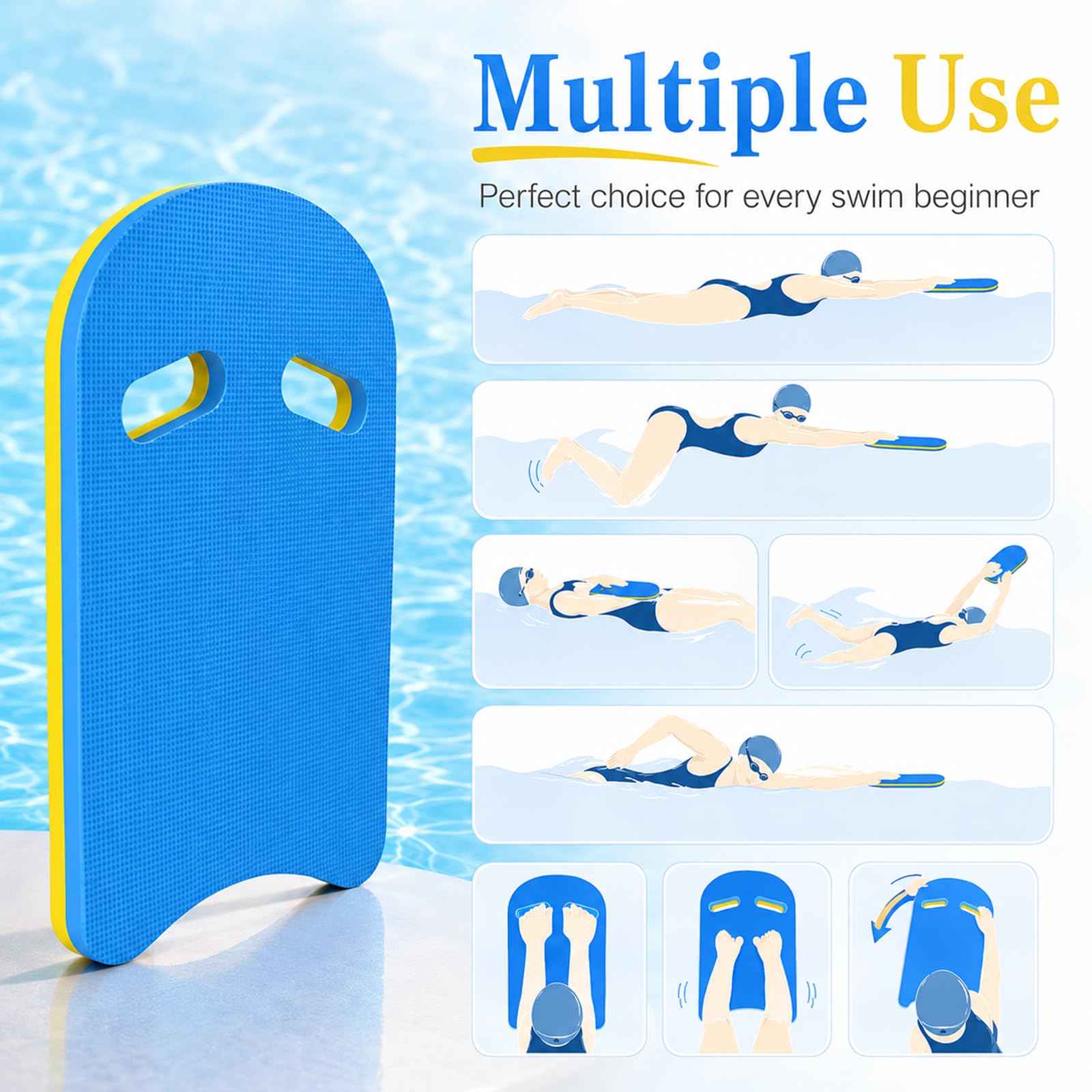 2 Stück Schwimmbrett Kickboard, Eva Water Trainingsausrüstung Mit Griffen zum Schwimmenlernen Trainieren Spielen Schwimmboard, für Schwimmanfänger Fortgeschrittene