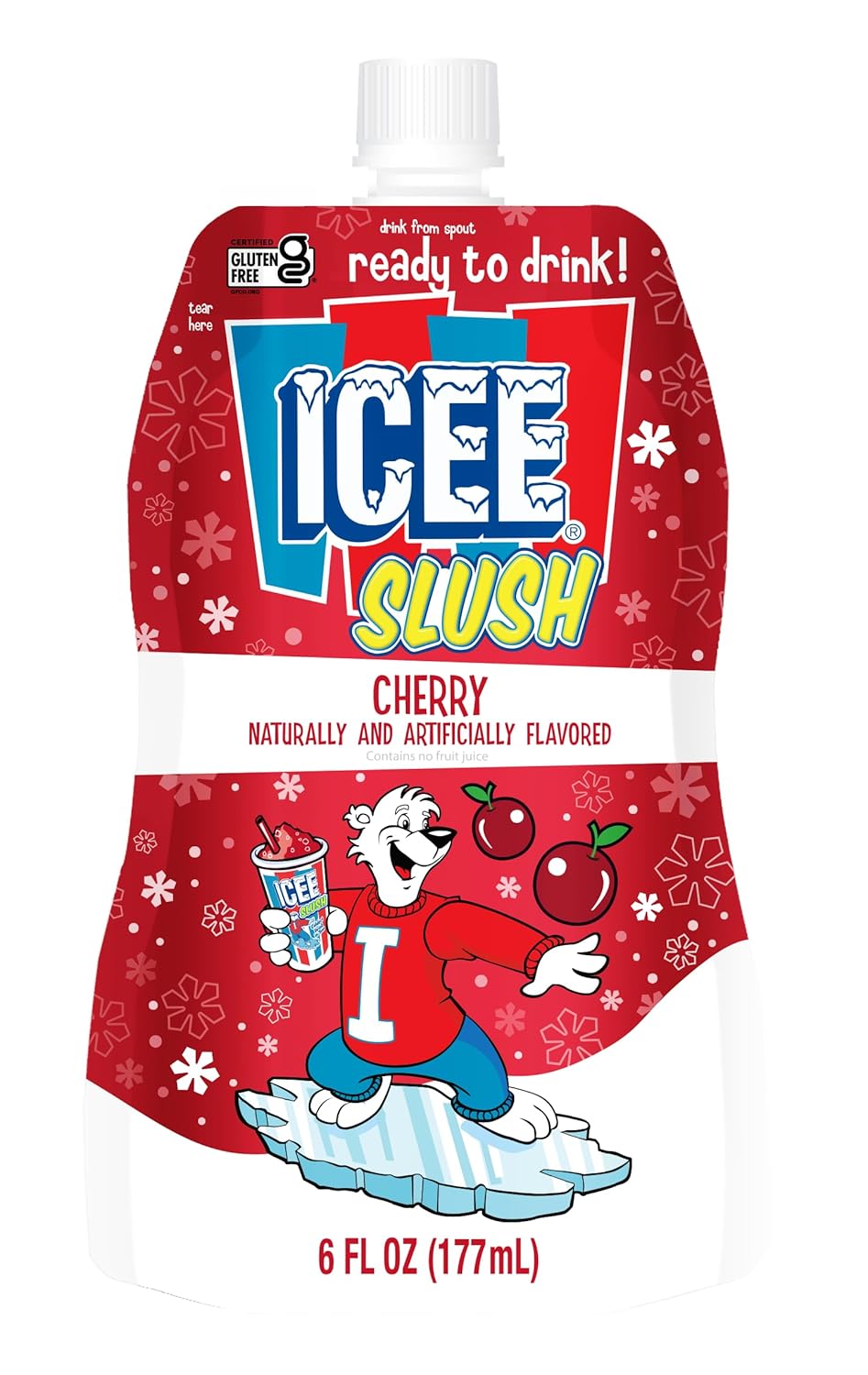 Icee Slush Frozen Fruit Drink Pouches - Just Freeze & Squeeze for Instant Slushy Maker, Great for Birthday Party, Lunchbox, No Icee Machine Needed, 12 Pack (6oz, Red Cherry)
