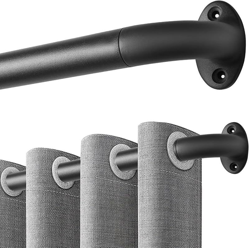 Qlfyuu fekete fém függönykarnis 76-150 cm, 25 mm átmérő, szobához és nappaliba