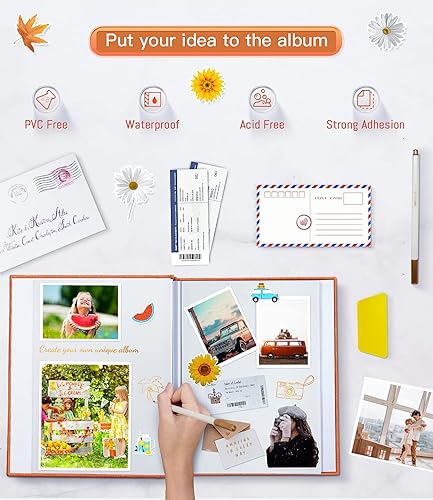 Miniatura 5 de Popotop Álbum de fotos autoadhesivo con ventana de visualización de imágenes, 40 páginas, álbum de recortes para fotos de 4 x 6, 8 x 10, cubierta de