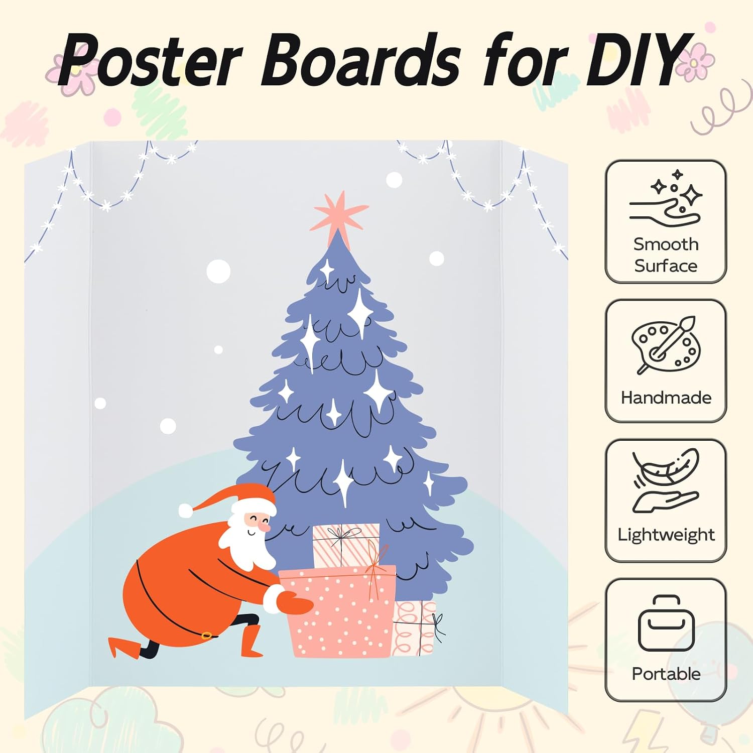 12 Pack Trifold Poster Board, 16x24 Inches White Presentation Board, Portable Display Board for Science Fair, School DIY Project and Business Exhibitions