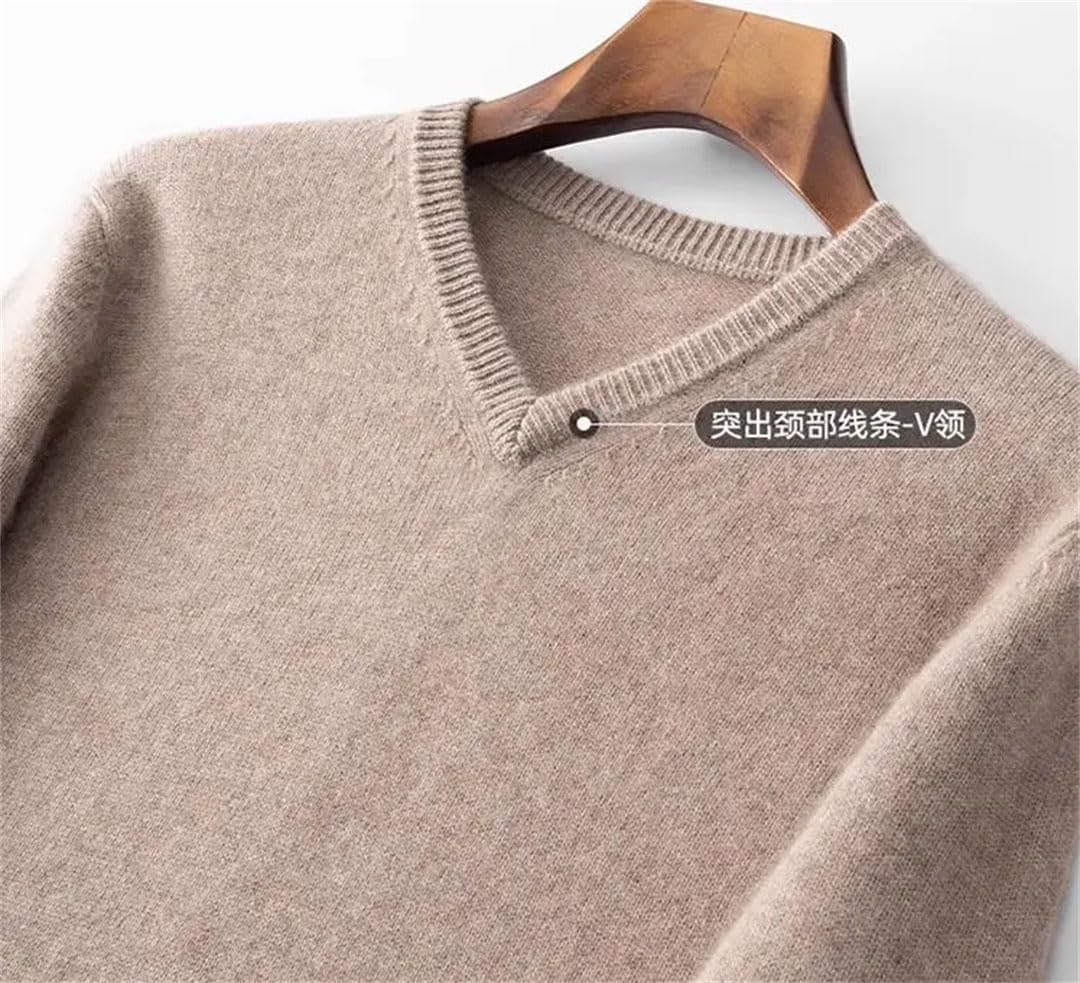 Vogrtcc Maglioni da Uomo in Cashmere con Scollo A V Maglioni Business Casual Lavorati A Maglia