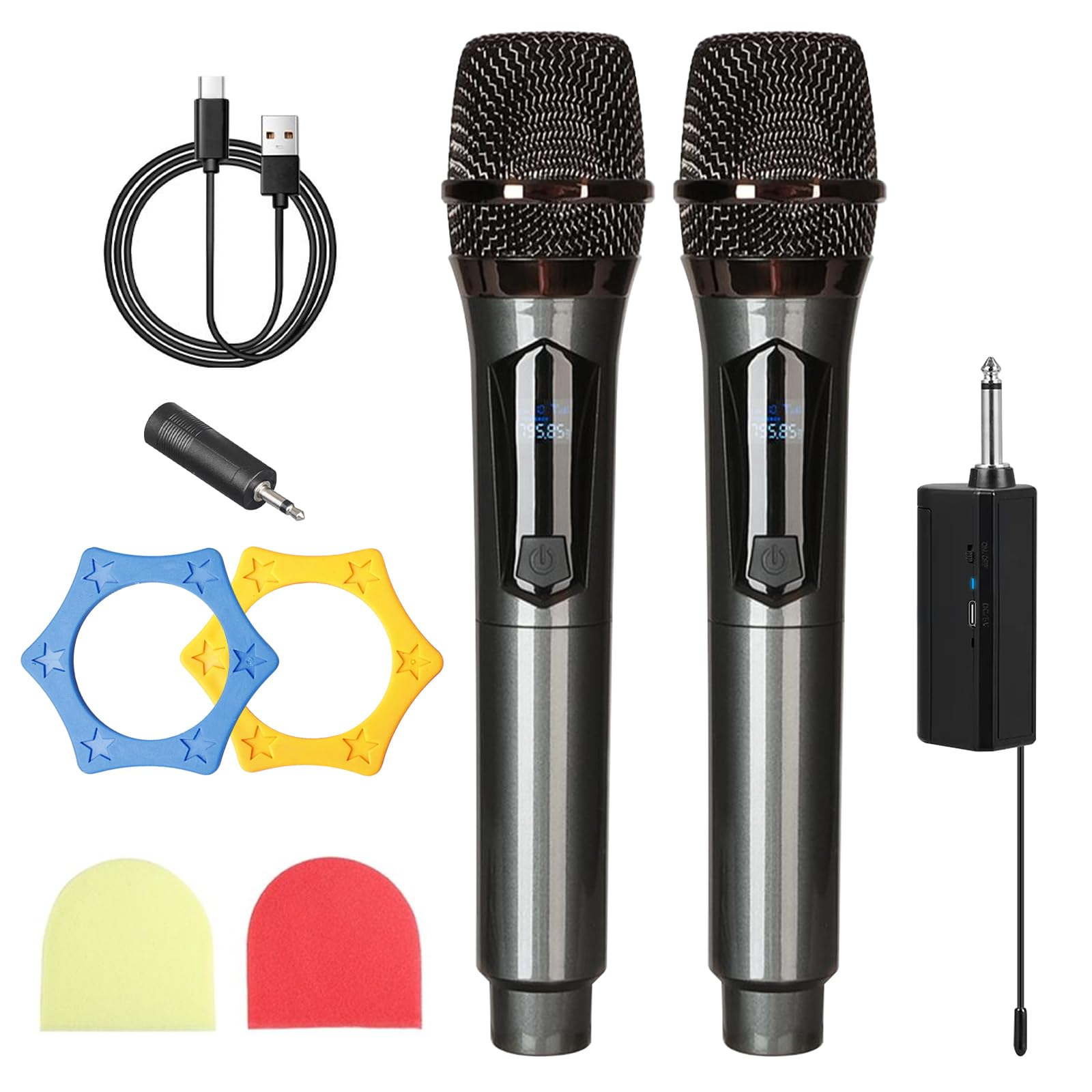 Microfono Wireless UHF Doppio - Sistema Karaoke Portatile Con Ricevitore - Foto 4