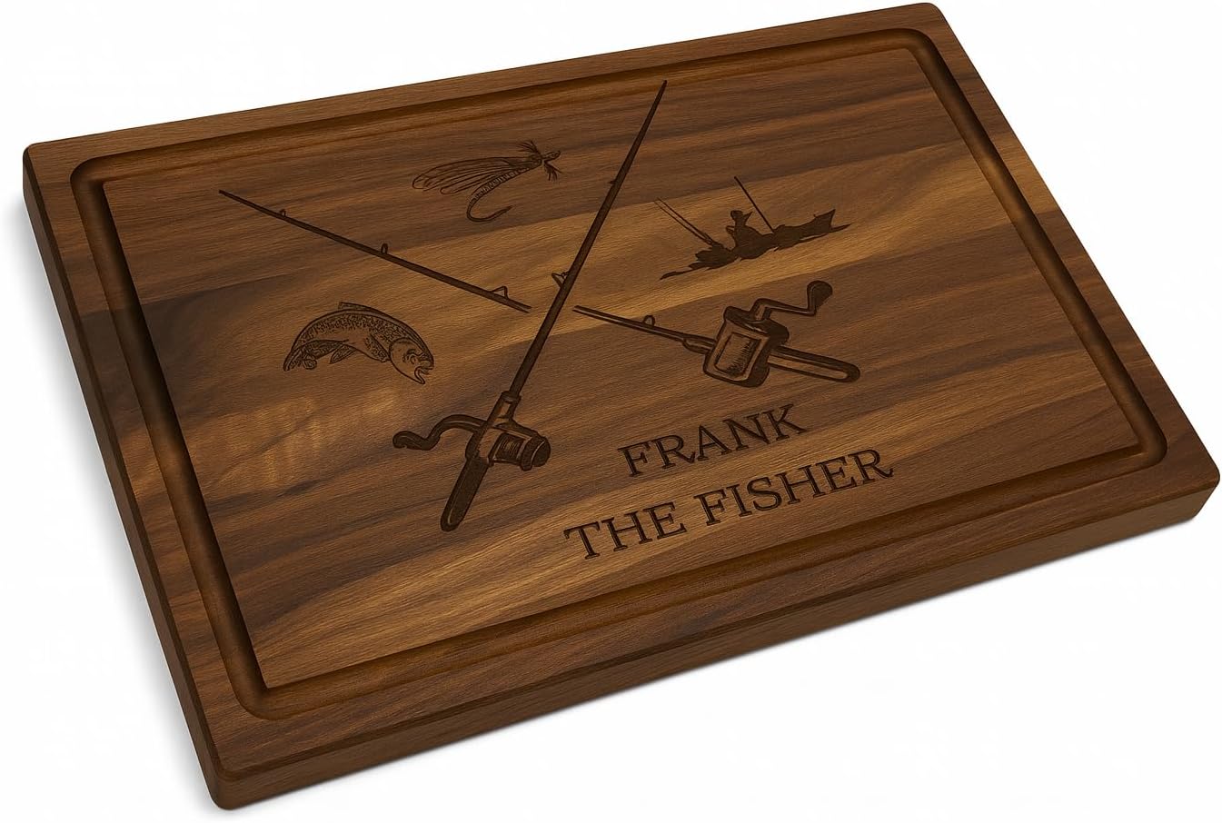 Personalized BBQ Cutting Board Gift for Dad - Custom Engraved Grill Board Wooden Charcuterie Board for Pitmaster Grandpa Christmas Father’s Day Gift Rustic Kitchen Decor