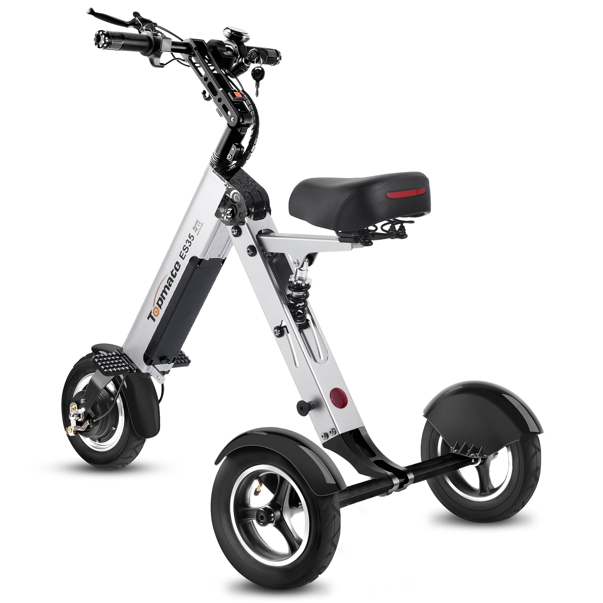 TopMate 3-Rad-Mobilitätsroller für Erwachsene mit Sitz, Leichter Elektro-Dreirad mit Abnehmbarem 36-V-7,8-Ah-Akku, Rückwärtsfunktion und Schlüsselschalter